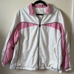 Vintage Y2K Pink White Colorblock Windbreaker Jacket Retro Sport Preppy zip up